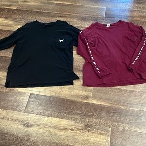 PINK long sleeve shirts. Size large. Both for $15